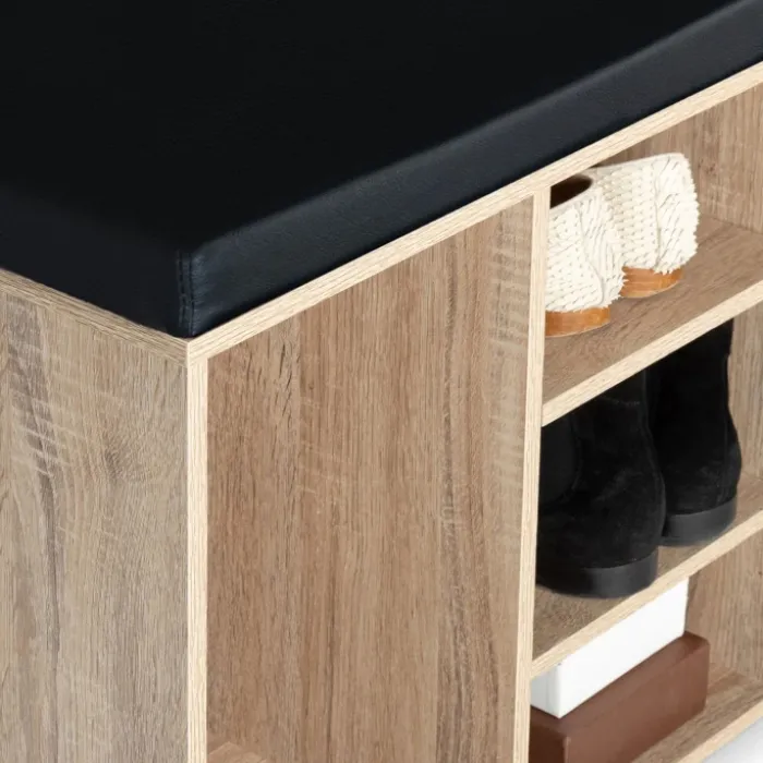 Banc d’entrée range chaussures bois imitation hêtre
