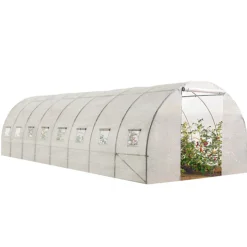 Bâche de rechange pour serre tunnel 24 m² blanche