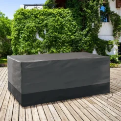 Bâche table de jardin rectangulaire imperméable grise et noire