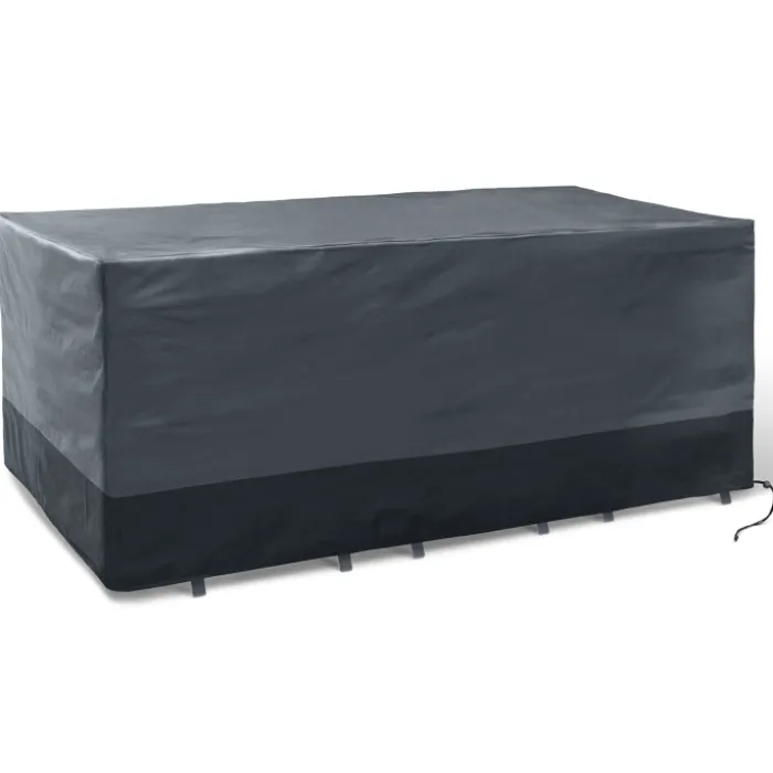 Bâche table de jardin rectangulaire imperméable grise et noire