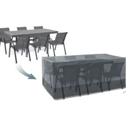Bâche table de jardin rectangulaire imperméable grise et noire
