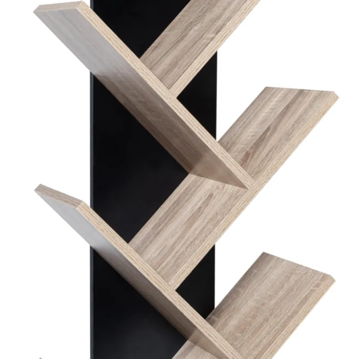 Bibliothèque arbre bois noir et façon hêtre 10 niveaux