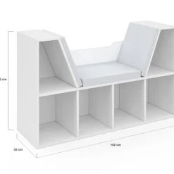 Bibliothèque banc blanche 6 cases
