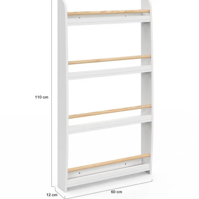 Bibliothèque enfant murale blanc et bois