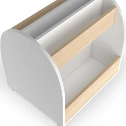 Bibliothèque enfant sur roulettes hêtre et blanc
