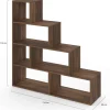 Bibliothèque escalier bois effet noyer 6 cases