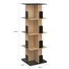 Bibliothèque rotative 4 niveaux noir et effet bois