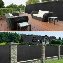 Brise vue 1,8 m x 10 m noir occultant 220 gr/m²