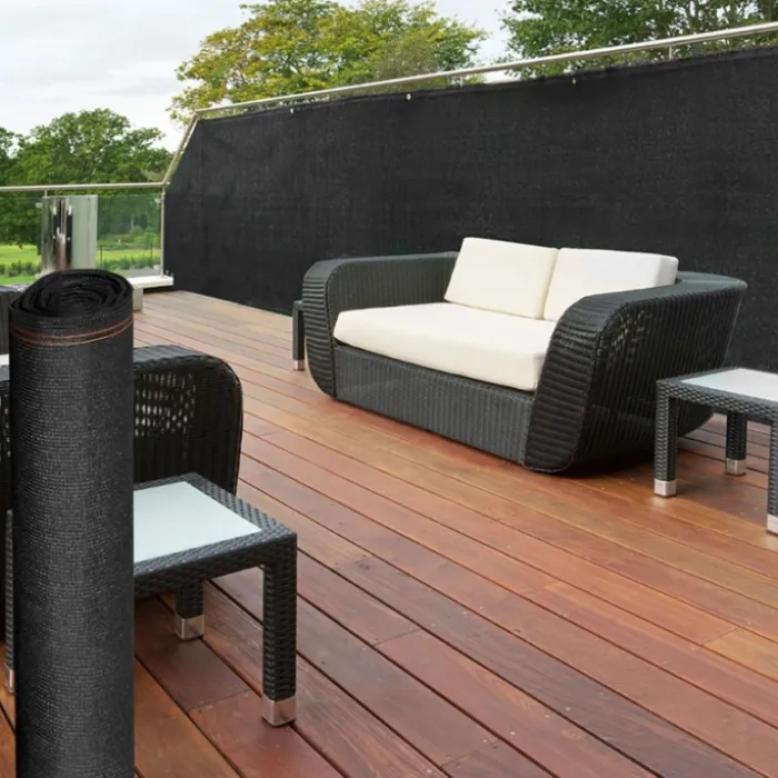 Brise vue 1,5 m x 10m noir occultant 300 g m²