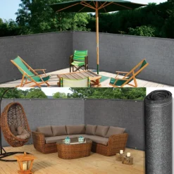 Brise vue gris 2 m x 10 m occultant 300 gr/m²