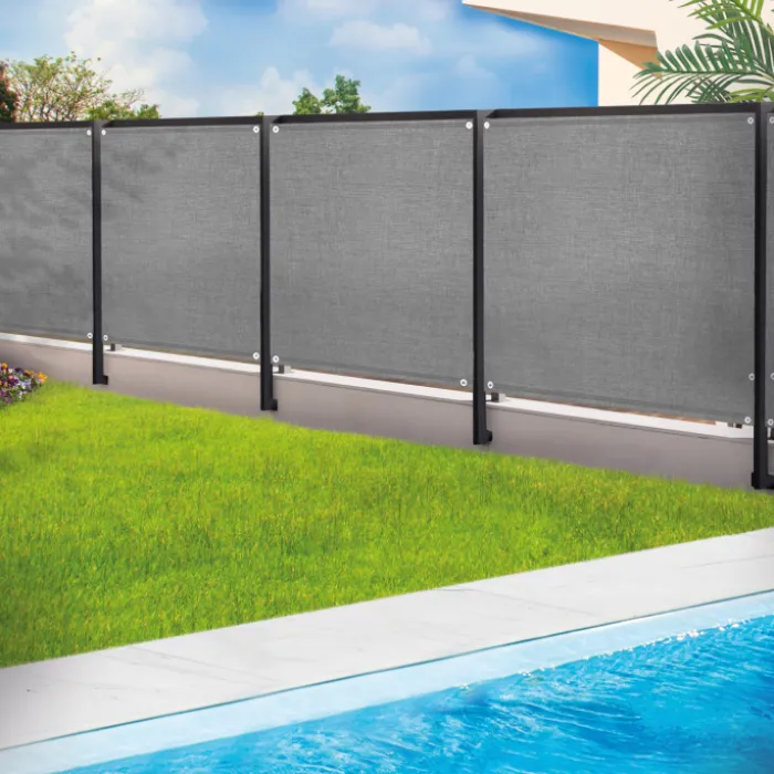 Brise vue gris clair 1,5 m x 10 m occultant 220 g/m²