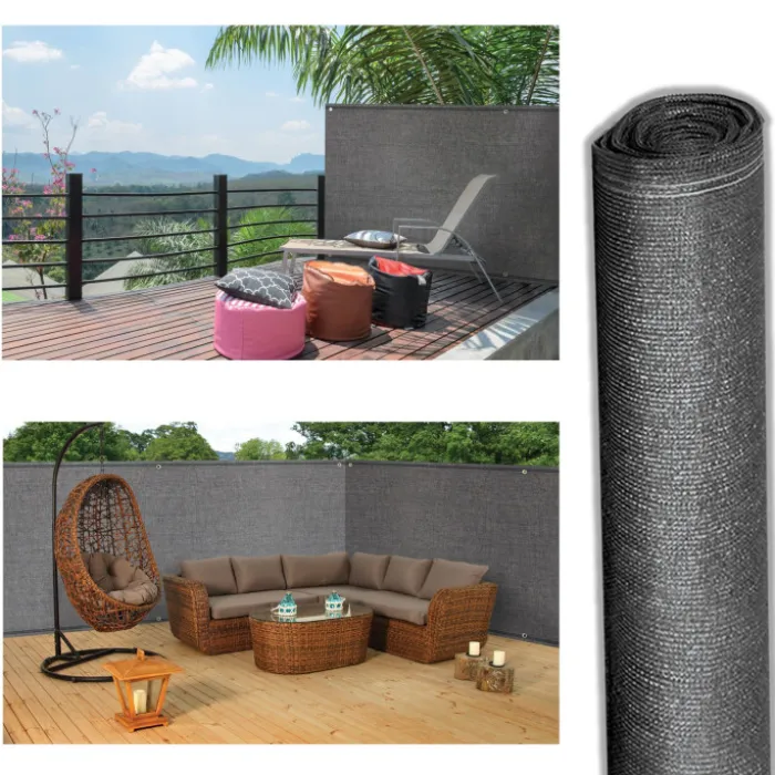 Brise vue 1M x 10M gris occultant 220g m²