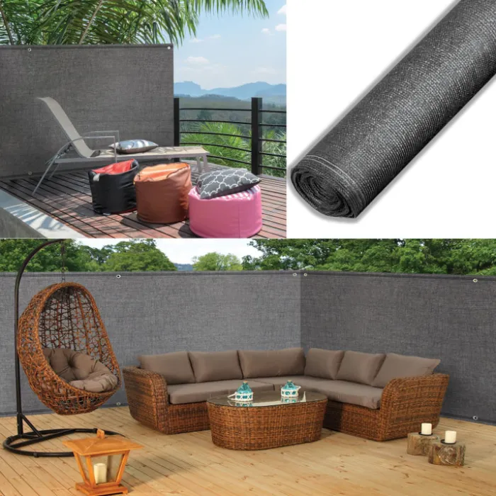 Brise vue 2m x 10m gris occultant 220g m²