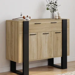 Buffet 100 cm 3 portes 1 tiroir noir
