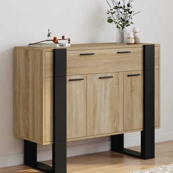Buffet 100 cm 3 portes 1 tiroir noir