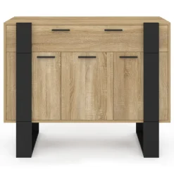 Buffet 100 cm 3 portes 1 tiroir noir