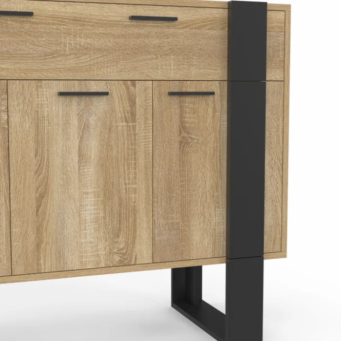 Buffet 100 cm 3 portes 1 tiroir noir