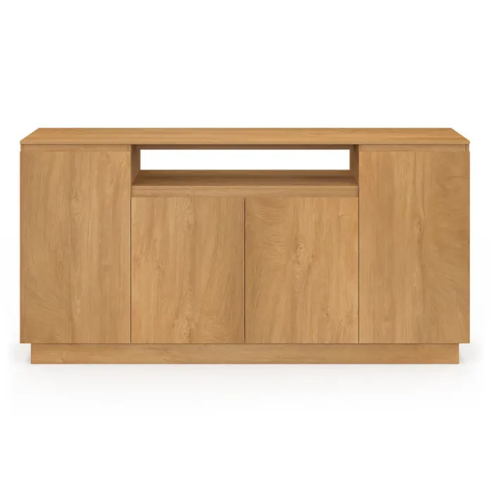 Buffet 160 cm 4 portes avec niche centrale effet bois