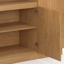 Buffet 160 cm 4 portes avec niche centrale effet bois