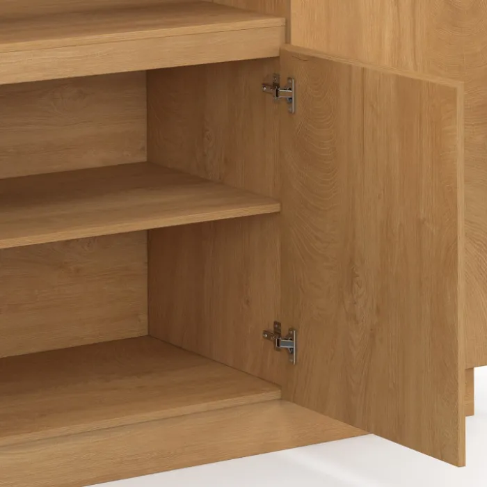 Buffet 160 cm 4 portes avec niche centrale effet bois