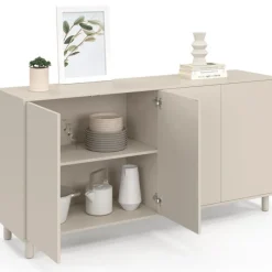 Buffet 160 cm 4 portes bois coloris beige