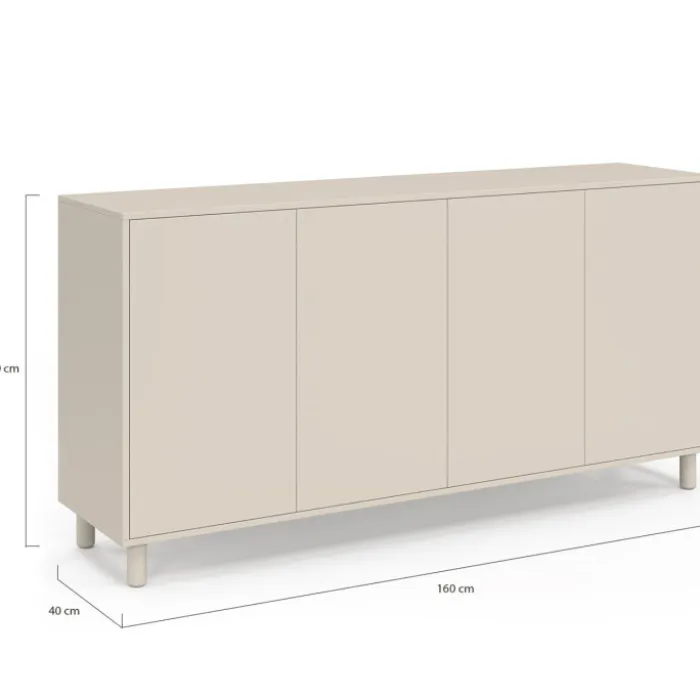 Buffet 160 cm 4 portes bois coloris beige