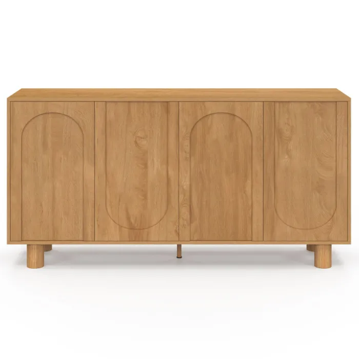 Buffet 160 cm 4 portes design arche bois façon chêne