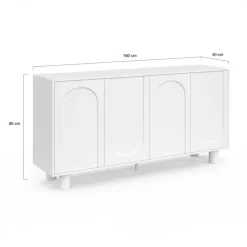 Buffet 160 cm 4 portes design arche blanc