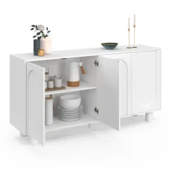 Buffet 160 cm 4 portes design arche blanc