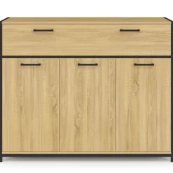 Buffet 100 cm 3 portes et 1 tiroir design industriel