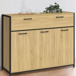 Buffet 100 cm 3 portes et 1 tiroir design industriel
