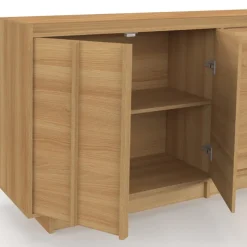 Buffet 160 cm 4 portes façon hêtre design minimaliste