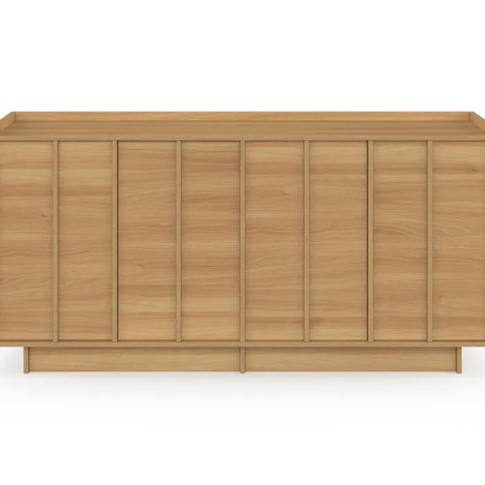 Buffet 160 cm 4 portes façon hêtre design minimaliste