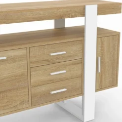 Buffet 140 cm bois et blanc