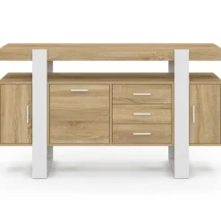 Buffet 140 cm bois et blanc