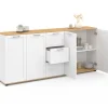 Buffet 180 cm XXL 4 portes avec 3 tiroirs bois et blanc