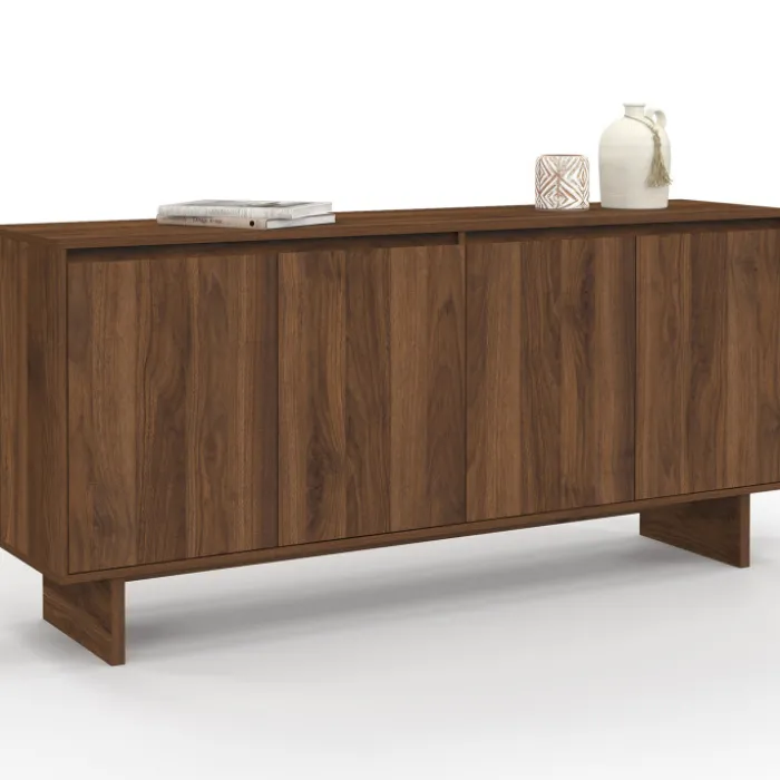 Buffet 160 cm YURI 4 portes effet noyer