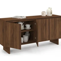 Buffet 160 cm YURI 4 portes effet noyer
