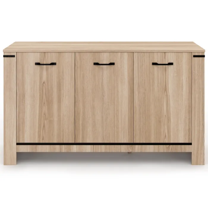Buffet 3 portes 140 cm en bois clair