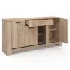 Buffet 4 portes avec tiroir bois clair 160 cm