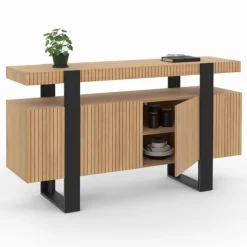 Buffet 4 portes effet lattes