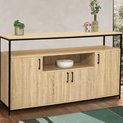 Buffet 4 portes industriel avec niche 140 cm