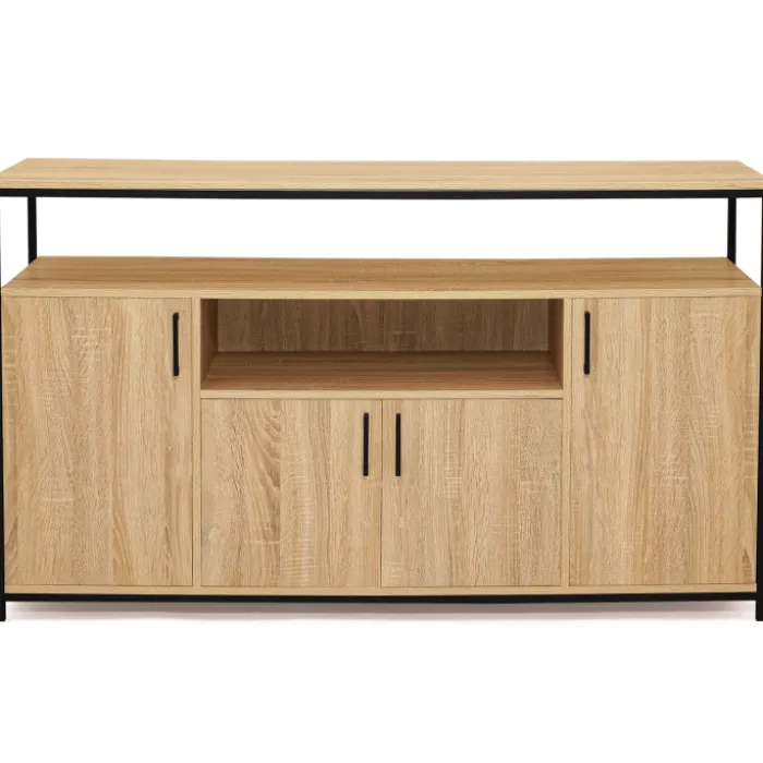 Buffet 4 portes industriel avec niche 140 cm