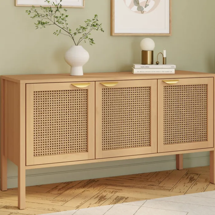 Buffet bas 3 portes avec cannage 110 cm