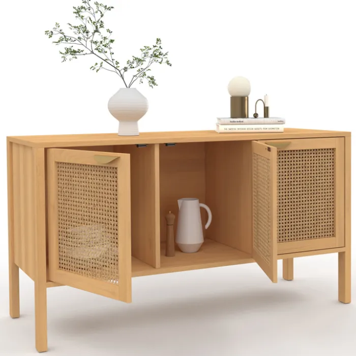 Buffet bas 3 portes avec cannage 110 cm