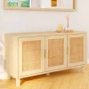 Buffet bas bois et cannage 3 portes