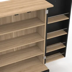 Buffet bas de cuisine H.90 cm avec rangements noir et bois