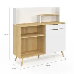 Buffet bas de cuisine hêtre et blanc