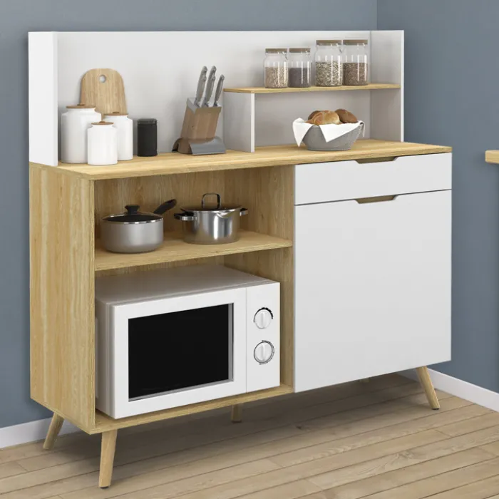 Buffet bas de cuisine hêtre et blanc