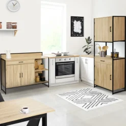 Buffet bas de cuisine industriel avec plan de travail